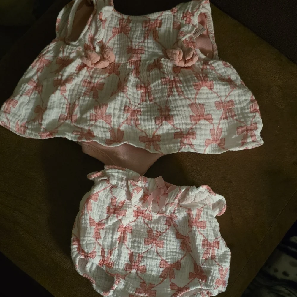Charming Pink Bow Diaper Cover Set